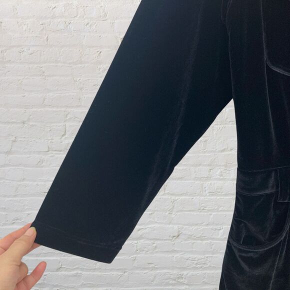 Boston Proper Black Velvet Gold Button Midi Dress M - Picture 12 of 15